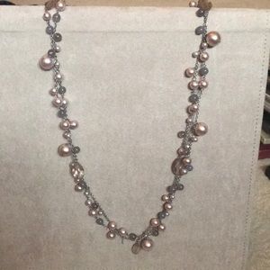 Talbots Champagne & Gray Pearl Necklace